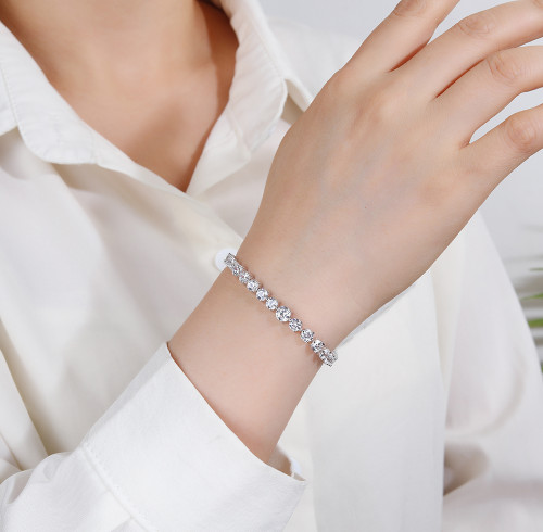 New Arrivals Exquisite Zircon 925 Silver Tennis Bracelet | Popular Temperament Fashion Jewelry Tennis Bracelet For Women