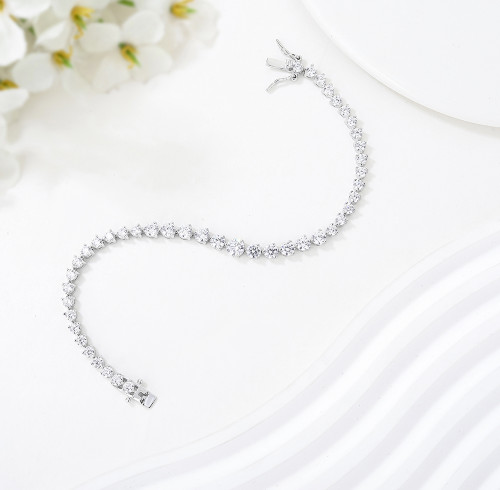Nuovi arrivi: squisito bracciale tennis in argento 925 con zirconi | Bracciale tennis di tendenza per donna, stile popolare
