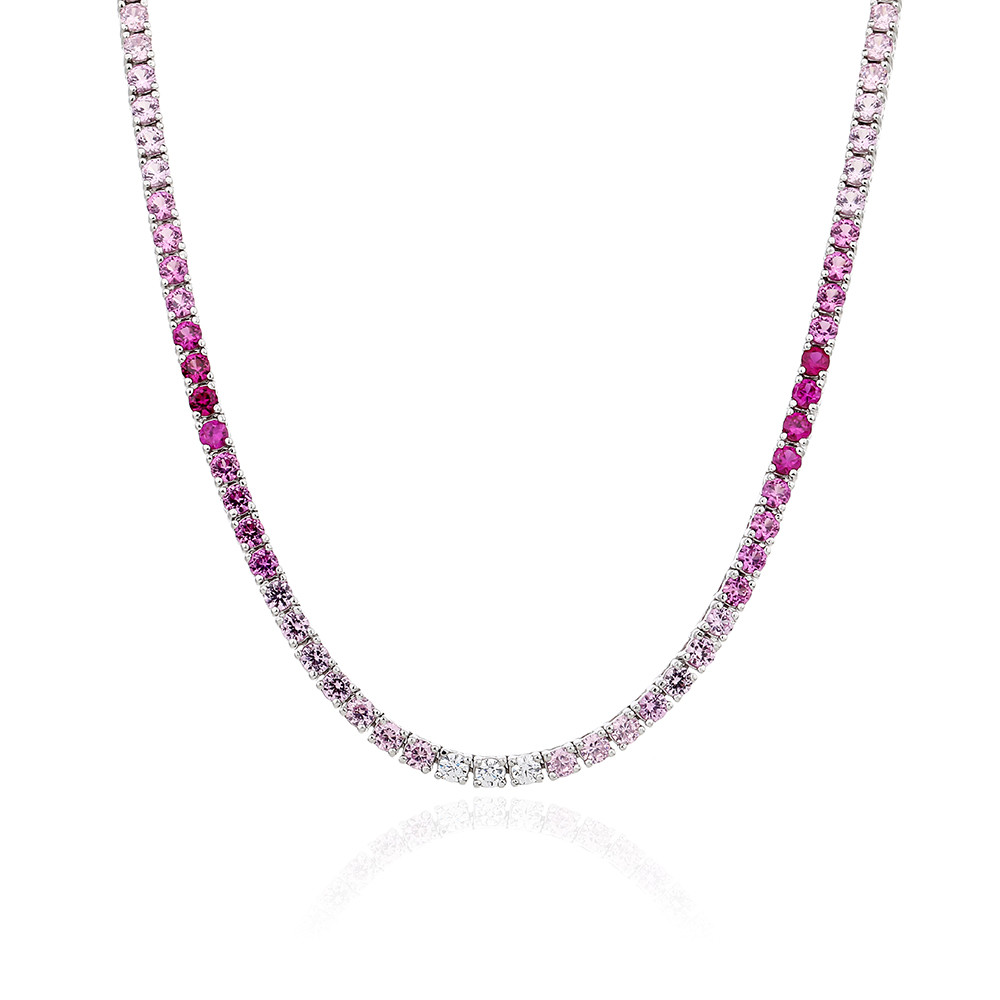 925 Sterling Silver Zircon Tennis Necklace