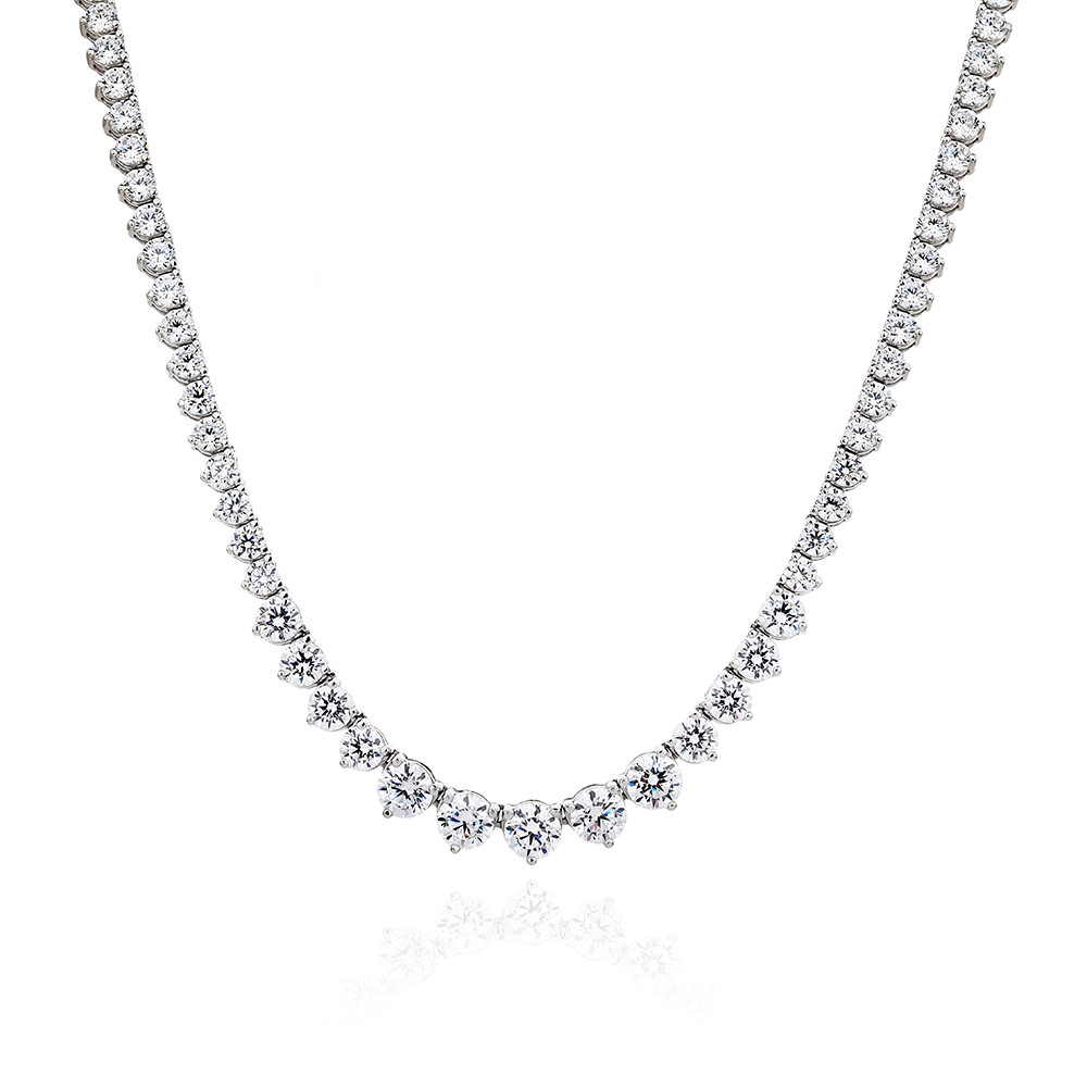 Cubic Zirconia 925 Sterling Silver Tennis Necklace