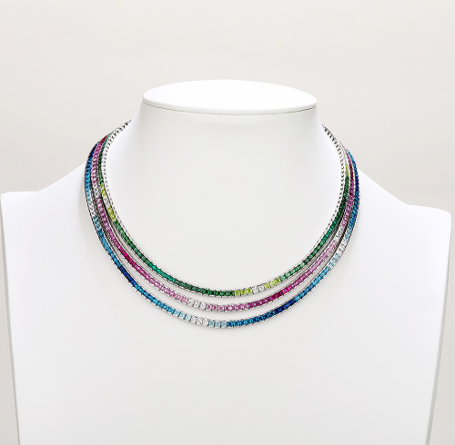 Nuova collana da tennis di lusso in argento 925 | Raffinata collana da tennis classica con zirconi per donna
