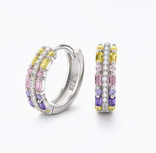 Orecchini a cerchio in argento 925 personalizzati all'ingrosso | Orecchini a cerchio da donna con zirconi di lusso