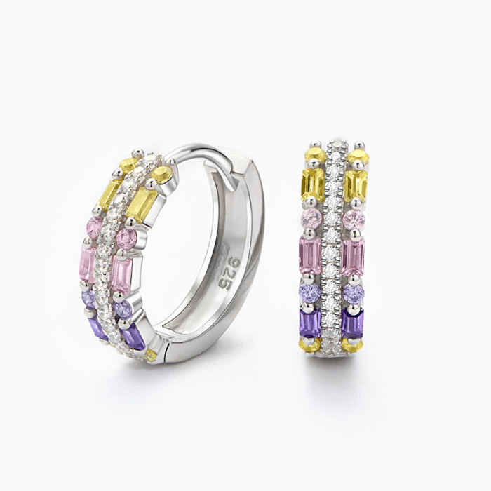 Pendientes de aro de plata 925 personalizados al por mayor | Exquisitos pendientes de aro de circonita de lujo para mujer
