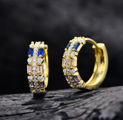 Orecchini a cerchio in argento 925 personalizzati all'ingrosso | Orecchini a cerchio da donna con zirconi di lusso