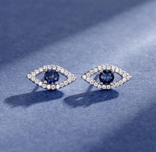 Orecchini a bottone in argento sterling 925 con zirconi all'ingrosso | Orecchini alla moda raffinati e alla moda per donna