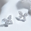 Orecchini a bottone a farfalla di lusso all'ingrosso | Orecchini a bottone in argento sterling 925 con zirconi cubici e temperamento per donna