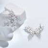 Orecchini a bottone a farfalla di lusso all'ingrosso | Orecchini a bottone in argento sterling 925 con zirconi cubici e temperamento per donna
