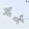 Orecchini a bottone a farfalla di lusso all'ingrosso | Orecchini a bottone in argento sterling 925 con zirconi cubici e temperamento per donna