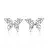 Orecchini a bottone a farfalla di lusso all'ingrosso | Orecchini a bottone in argento sterling 925 con zirconi cubici e temperamento per donna