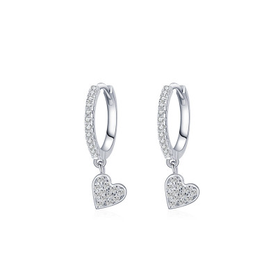 Wholesale 925 Sterling Silver Hoop Earrings | Vintage Heart Shaped Fashion Women Earrings