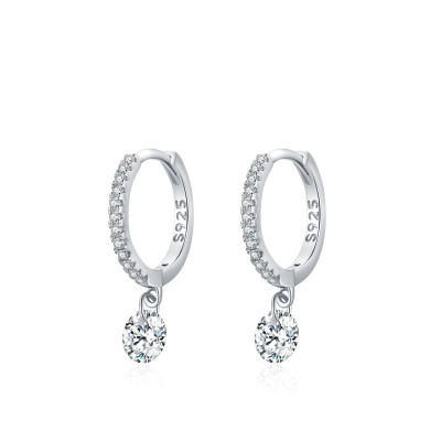 Factory Customized 925 Silver Luxury Hoop Earrings | Cubic Zirconia Classic Fine Hoop Earrings For Women