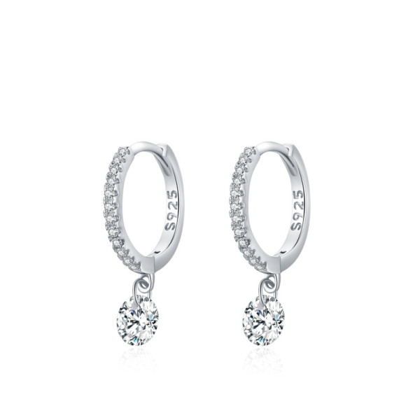 Factory Customized 925 Silver Luxury Hoop Earrings | Cubic Zirconia Classic Fine Hoop Earrings For Women