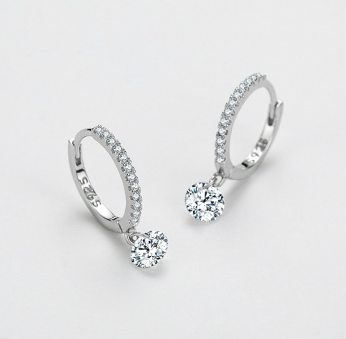 Orecchini a cerchio di lusso in argento 925 personalizzati in fabbrica | Orecchini a cerchio classici con zirconi cubici per donna