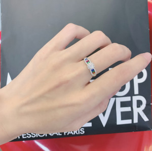 Customized New Fashion Colored Zircon Ring | Exquisite 925 Sterling Silver Popular Ins Style Women's Ring