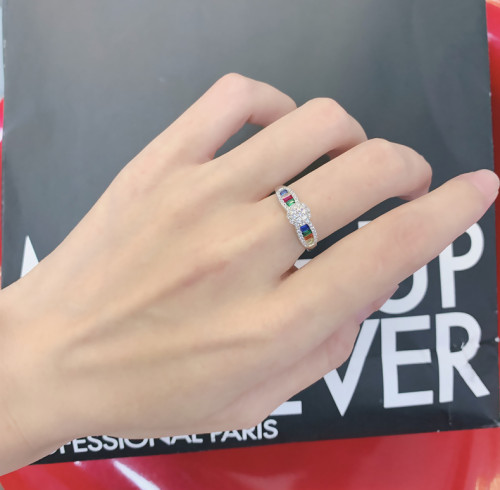 Customized New Fashion Colored Zircon Ring | Exquisite 925 Sterling Silver Popular Ins Style Women's Ring