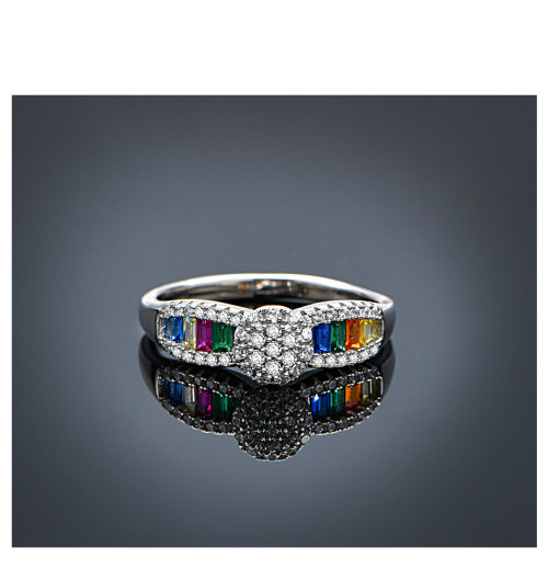 Customized New Fashion Colored Zircon Ring | Exquisite 925 Sterling Silver Popular Ins Style Women's Ring