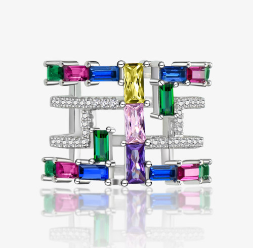 Anello di lusso all'ingrosso con zircone | Anello squisito in argento sterling 925 con temperamento per donna