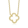 Collar de trébol de cuatro hojas de plata de ley 925 personalizado de fábrica | Collar clásico vintage de circonitas para mujer