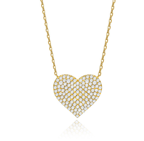 Collana a forma di cuore in argento sterling 925 all'ingrosso | Collana da donna con zirconi cubici abbinabili, regalo quotidiano