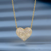 Collar de plata de ley 925 en forma de corazón al por mayor | Collar de circonita cúbica a juego para mujer, ideal para regalar a diario.