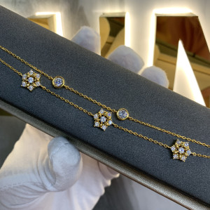 Factory Customized 925 Silver Classic Snowflake Double Layer Bracelet | Popular Ins Style Design Exquisite Bracelet For Women