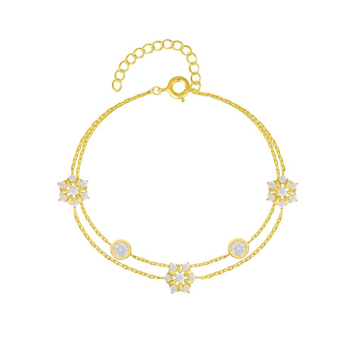 Bracciale a doppio strato con fiocco di neve classico in argento 925 personalizzato in fabbrica | Braccialetto raffinato dal design popolare in stile Ins per le donne