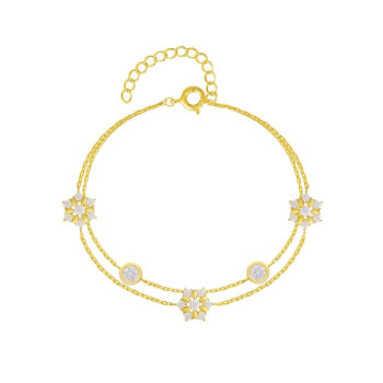 Factory Customized 925 Silver Classic Snowflake Double Layer Bracelet | Popular Ins Style Design Exquisite Bracelet For Women
