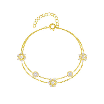 Factory Customized 925 Silver Classic Snowflake Double Layer Bracelet | Popular Ins Style Design Exquisite Bracelet For Women