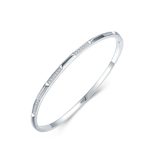 Bracciale semplice in argento sterling 925 all'ingrosso | Bracciale classico con zirconi per donna