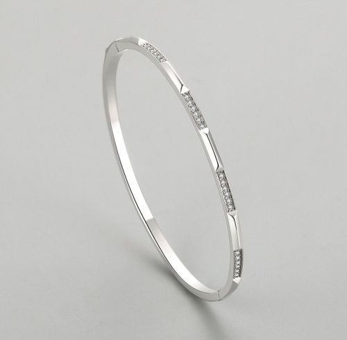 Bracciale semplice in argento sterling 925 all'ingrosso | Bracciale classico con zirconi per donna