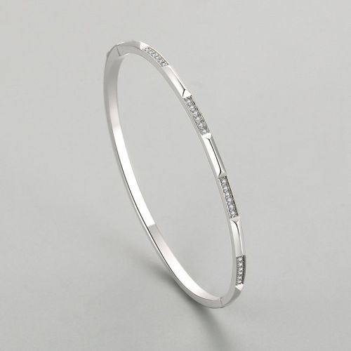 Wholesale 925 Sterling Silver Simple Bangle | Classic Zircon Fine Jewelry Bangle For Women