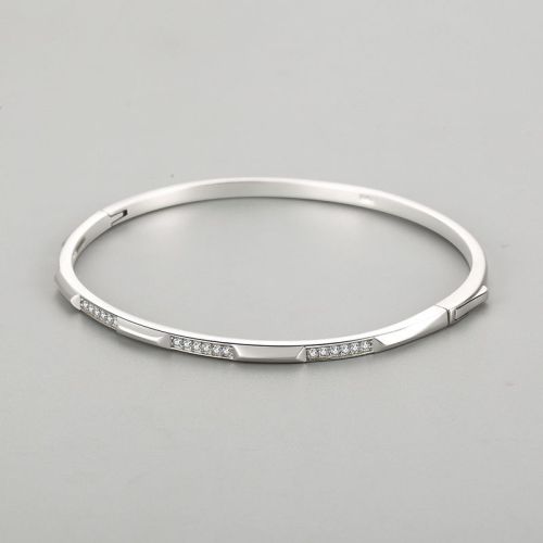 Wholesale 925 Sterling Silver Simple Bangle | Classic Zircon Fine Jewelry Bangle For Women