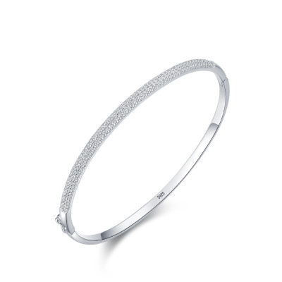 OEM ODM Customized Sterling Silver 925 Zircon Bangle | High Quality Light Luxury Women's Fine Bangle