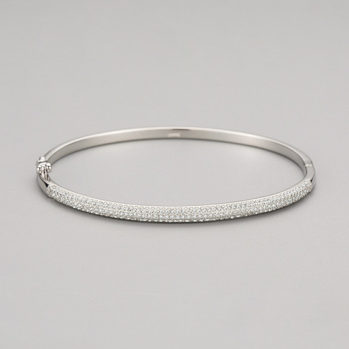 OEM ODM Customized Sterling Silver 925 Zircon Bangle | High Quality Light Luxury Women's Fine Bangle