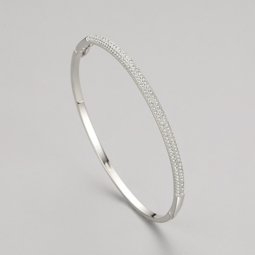 OEM ODM Customized Sterling Silver 925 Zircon Bangle | High Quality Light Luxury Women's Fine Bangle