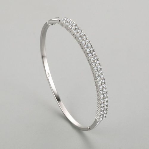 Wholesale Exquisite Women's Silver Jewelry Bangle | 925 Sterling Silver Classic Zircon Fashion Bangle