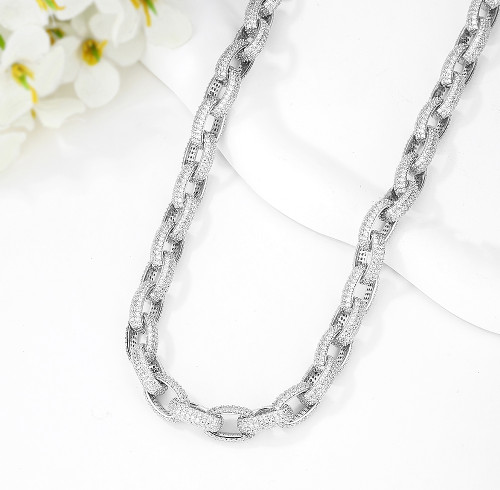 Collana a catena cubana in argento 925 all'ingrosso | Collana a catena cubana a maglia Miami per uomo