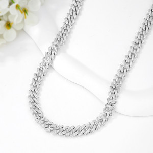Collar de cadena de eslabones cubanos para hombre, personalizado, OEM ODM, en plata de ley 925 | Cadena de eslabones cubanos de estilo hip hop de Miami