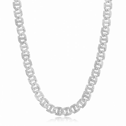 New Arrival 925 Silver Hip Hop Cuban Link Chain Necklace | Trend Zircon Cuban Link Chain Necklace