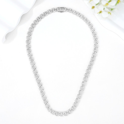 New Arrival 925 Silver Hip Hop Cuban Link Chain Necklace | Trend Zircon Cuban Link Chain Necklace