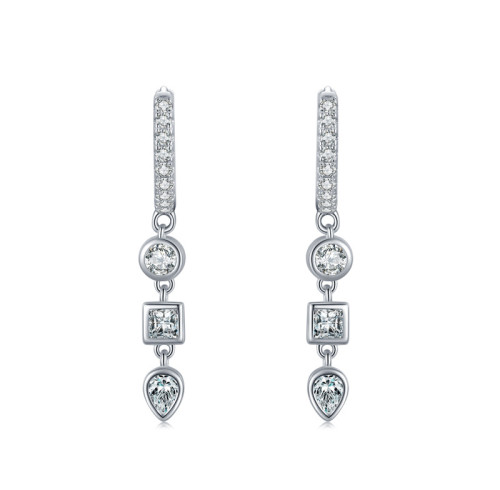 Orecchini pendenti in argento 925 all'ingrosso | Orecchini pendenti di lusso con zirconi cubici per donna