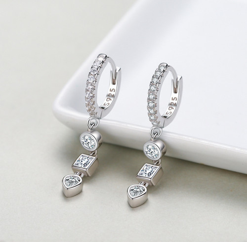 Orecchini pendenti in argento 925 all'ingrosso | Orecchini pendenti di lusso con zirconi cubici per donna