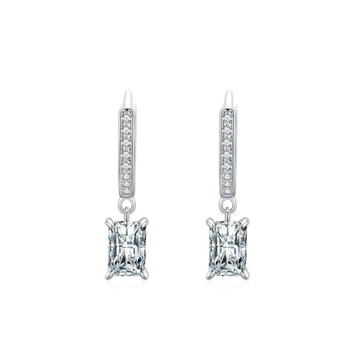 Pendientes colgantes de plata de ley 925 | Exquisitos y elegantes pendientes colgantes de circonita para mujer