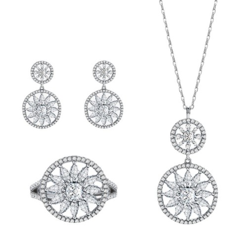 Set di gioielli da sposa in argento sterling 925 all'ingrosso | Set di gioielli di lusso con zirconi di alta qualità