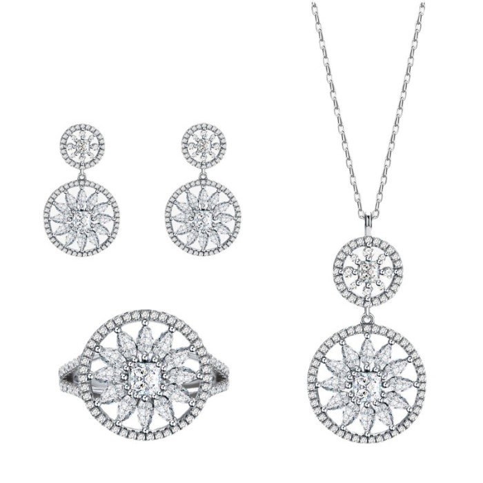 Set di gioielli da sposa in argento sterling 925 all'ingrosso | Set di gioielli di lusso con zirconi di alta qualità