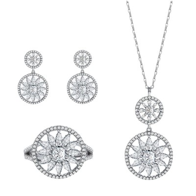 Wholesale 925 Sterling Silver Wedding Jewelry Sets | Exquisite Luxury Zircon Jewelry Set