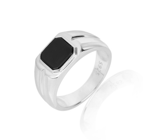 Anello in agata in argento sterling 925 personalizzato | Fedi nuziali da uomo alla moda