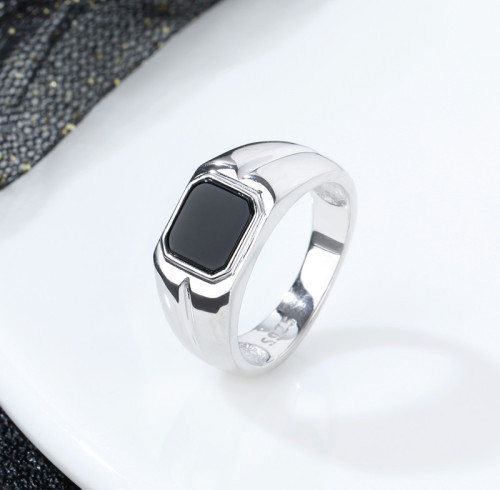 Anello in agata in argento sterling 925 personalizzato | Fedi nuziali da uomo alla moda