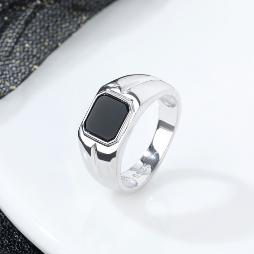 Custom Fashion 925 Sterling Silver Agate Ring | Trendy Mens Designer Wedding Rings