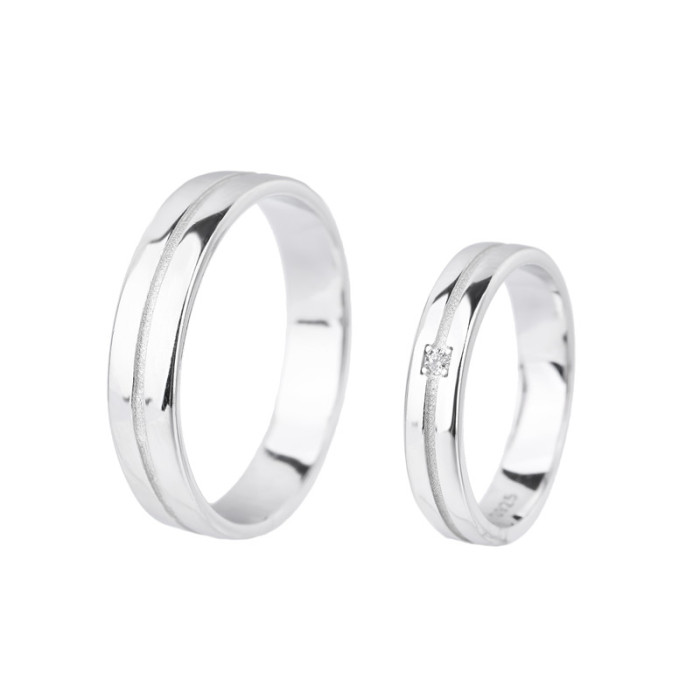 Alianças de casamento de prata esterlina 925 para casais | Anéis de casal com zircônia simples e estilosos